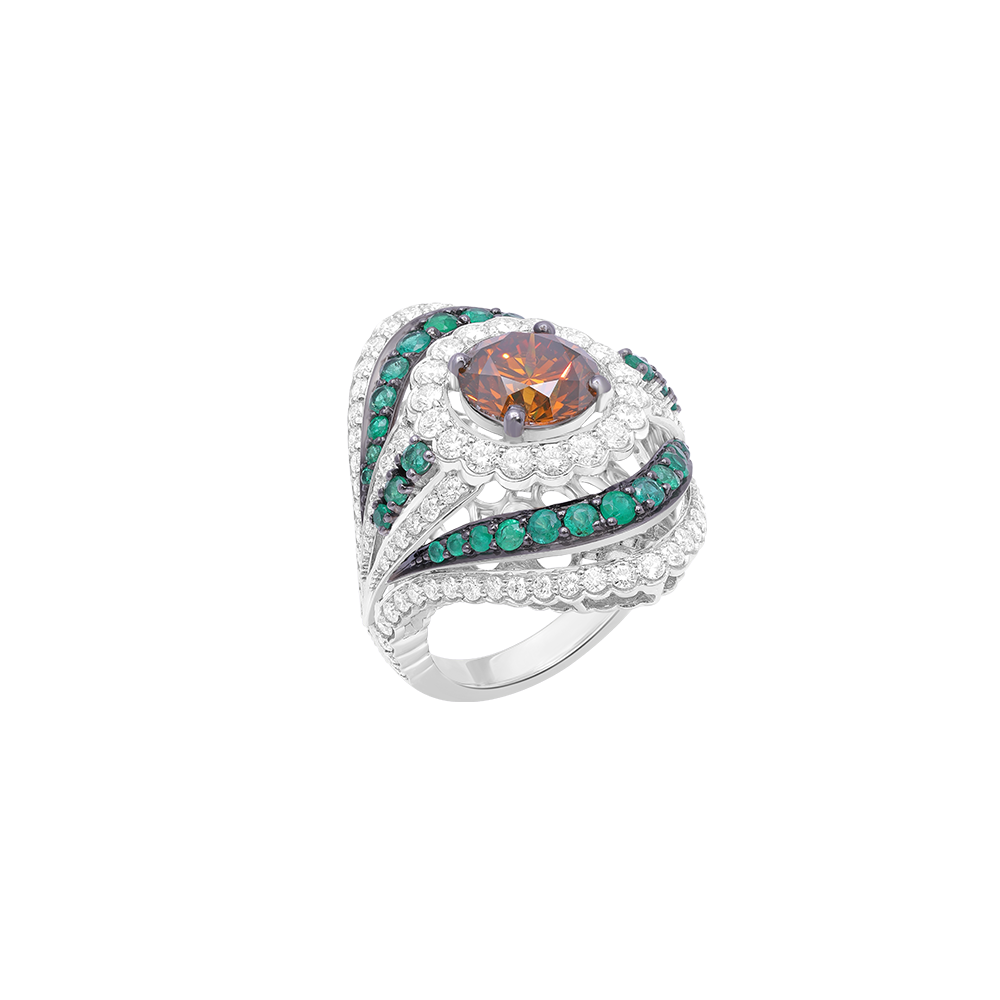 Brown Orange Diamond Ring Image
