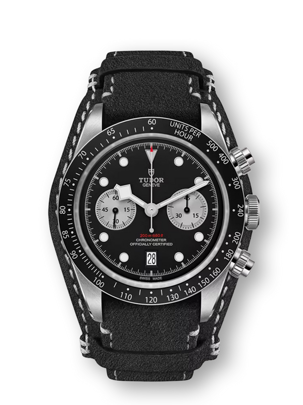 BLACK BAY CHRONO - 41 mm steel case - Black leather bracelet