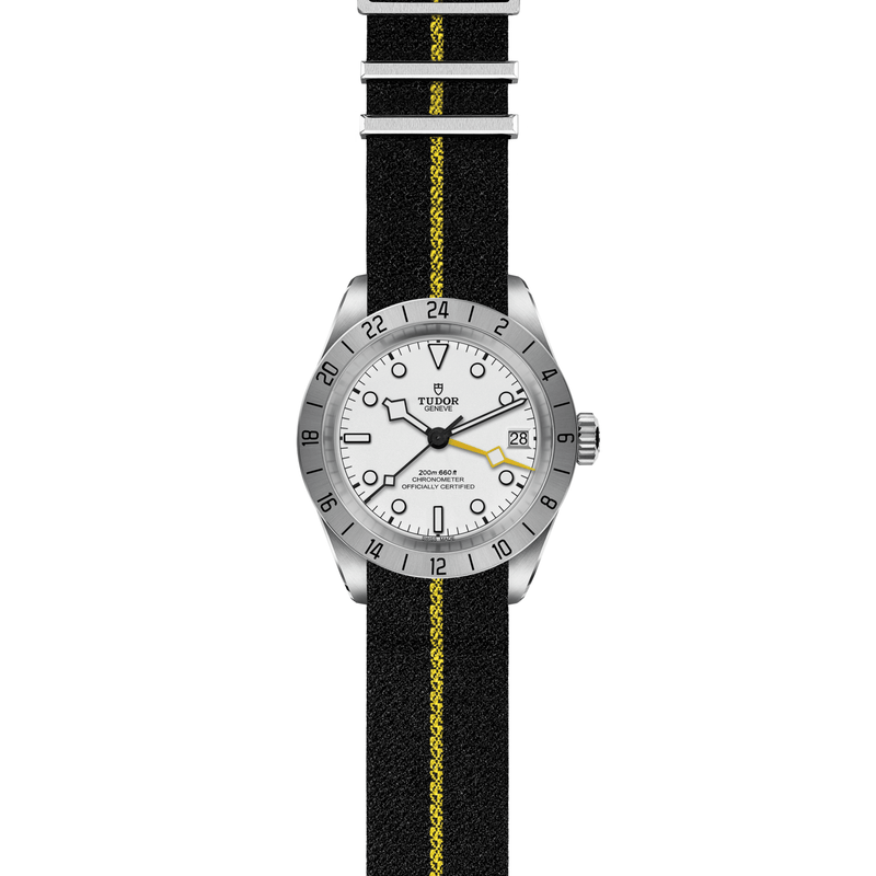 BLACK BAY PRO - 39mm steel case - Black fabric strap with yellow band