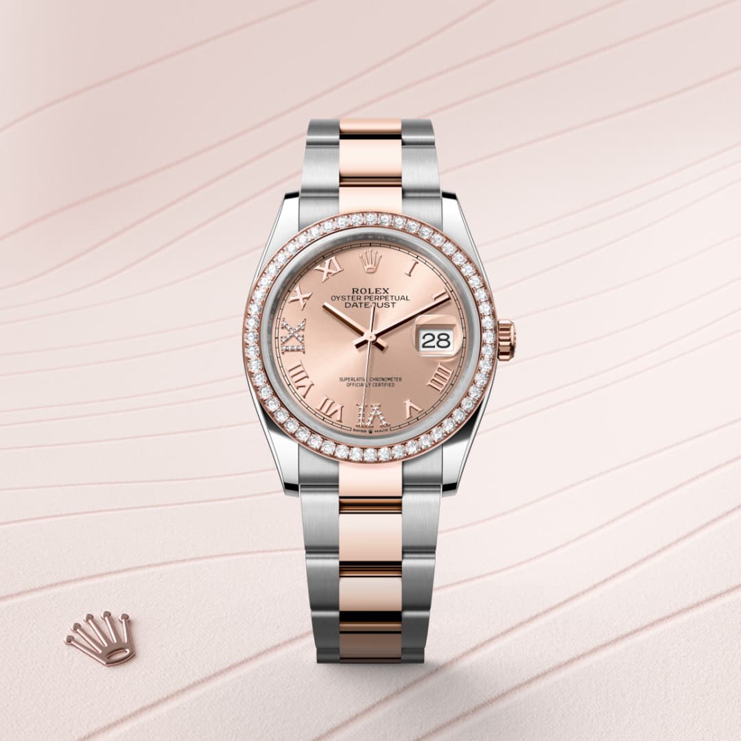 Oyster, 36 mm, Oystersteel, Everose gold and diamonds