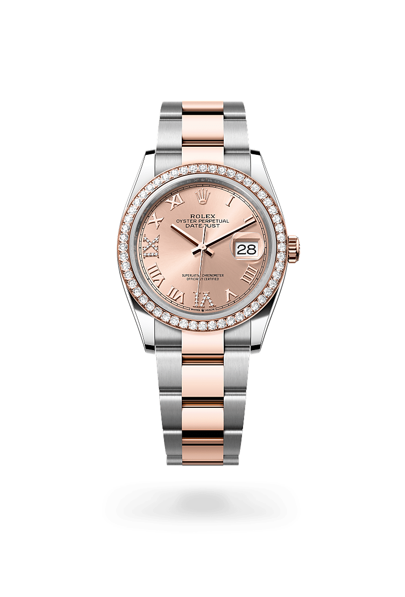 Oyster, 36 mm, Oystersteel, Everose gold and diamonds