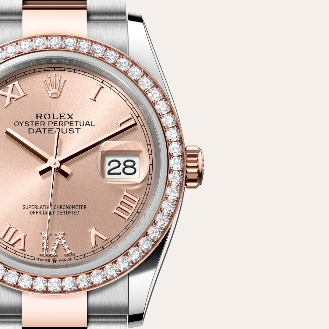 Oyster, 36 mm, Oystersteel, Everose gold and diamonds