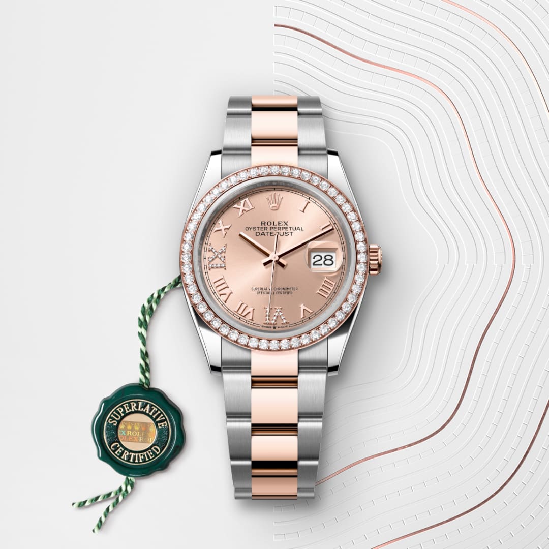 Oyster, 36 mm, Oystersteel, Everose gold and diamonds