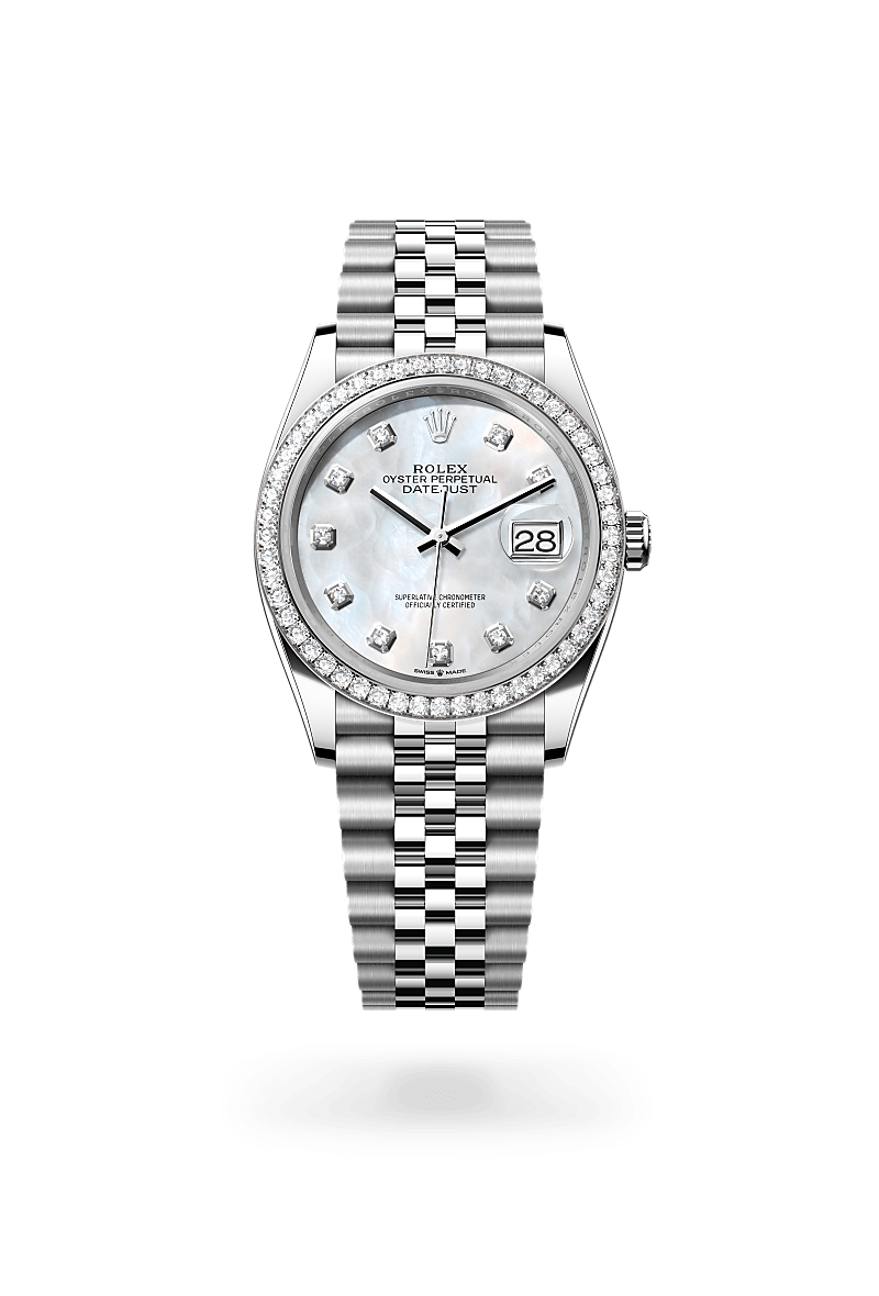 Oyster, 36 mm, Oystersteel, white gold and diamonds
