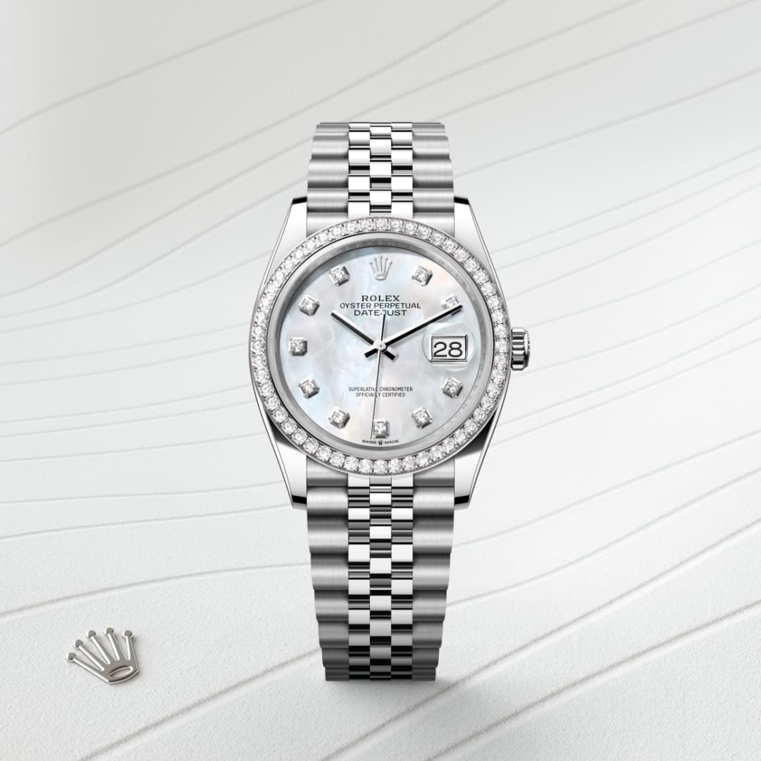 Oyster, 36 mm, Oystersteel, white gold and diamonds