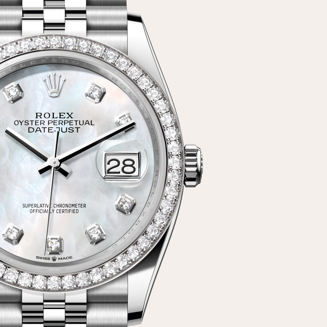 Oyster, 36 mm, Oystersteel, white gold and diamonds