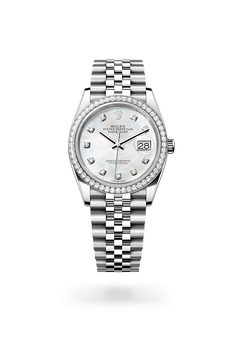 Oyster, 36 mm, Oystersteel, white gold and diamonds