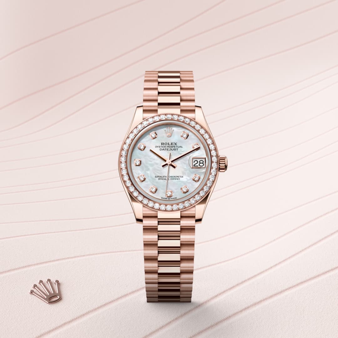 Oyster, 31 mm, Everose gold and diamonds