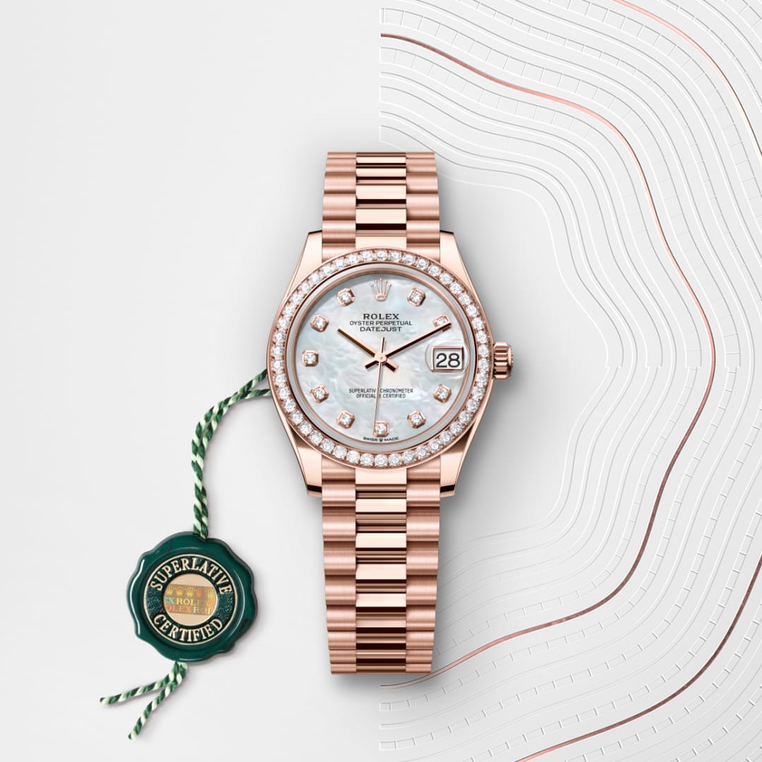 Oyster, 31 mm, Everose gold and diamonds