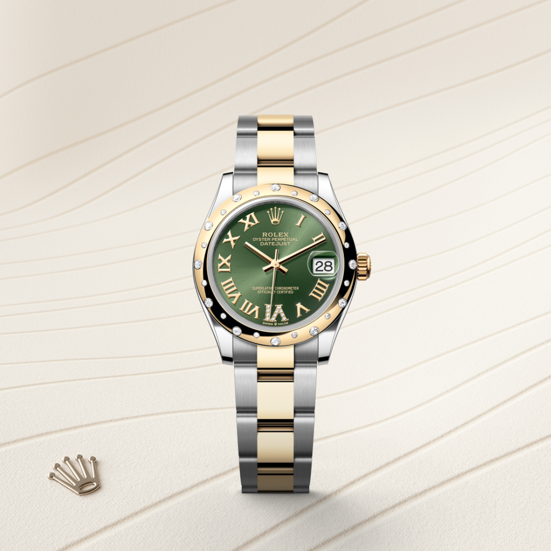 Oyster, 31 mm, Oystersteel, yellow gold and diamonds