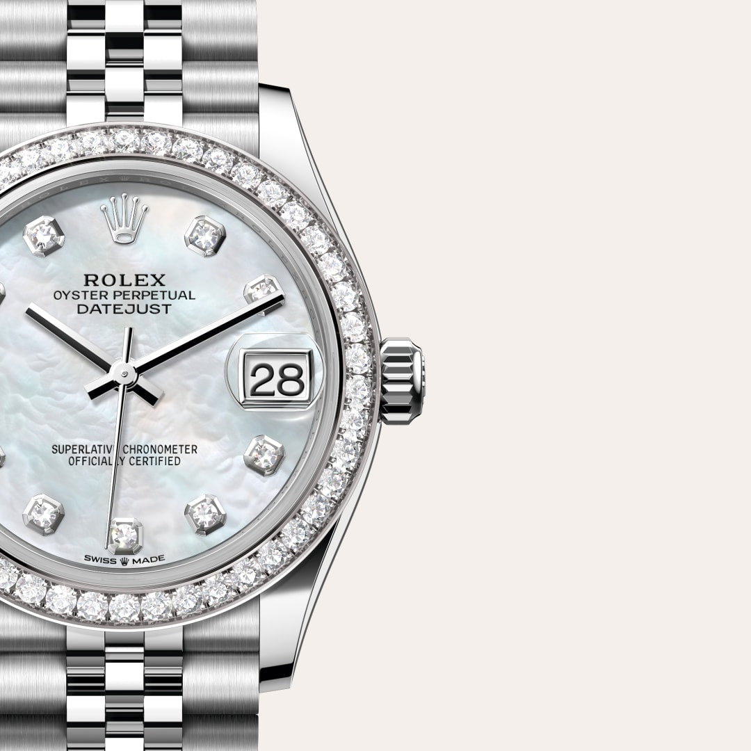 Oyster, 31 mm, Oystersteel, white gold and diamonds