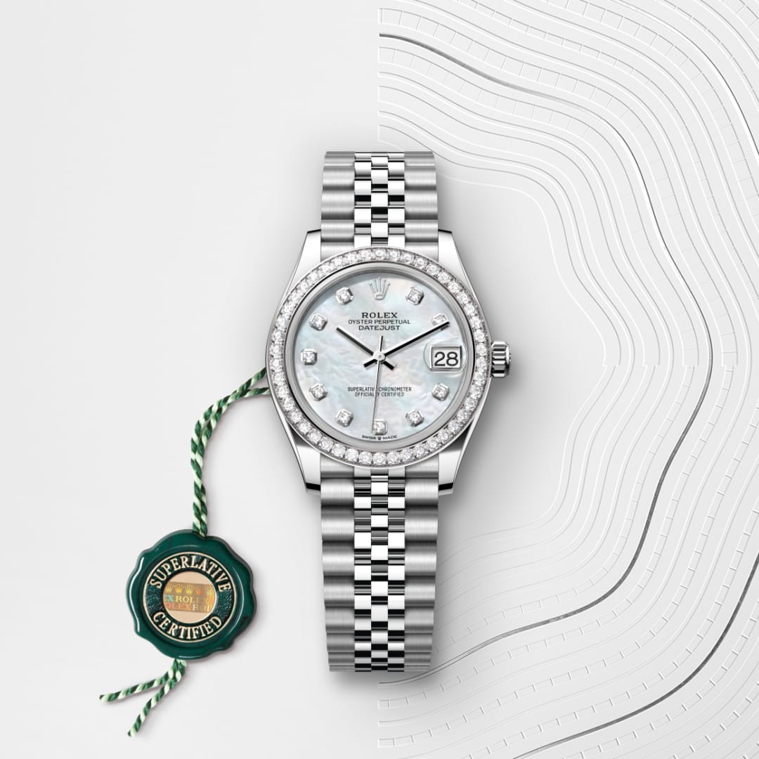 Oyster, 31 mm, Oystersteel, white gold and diamonds