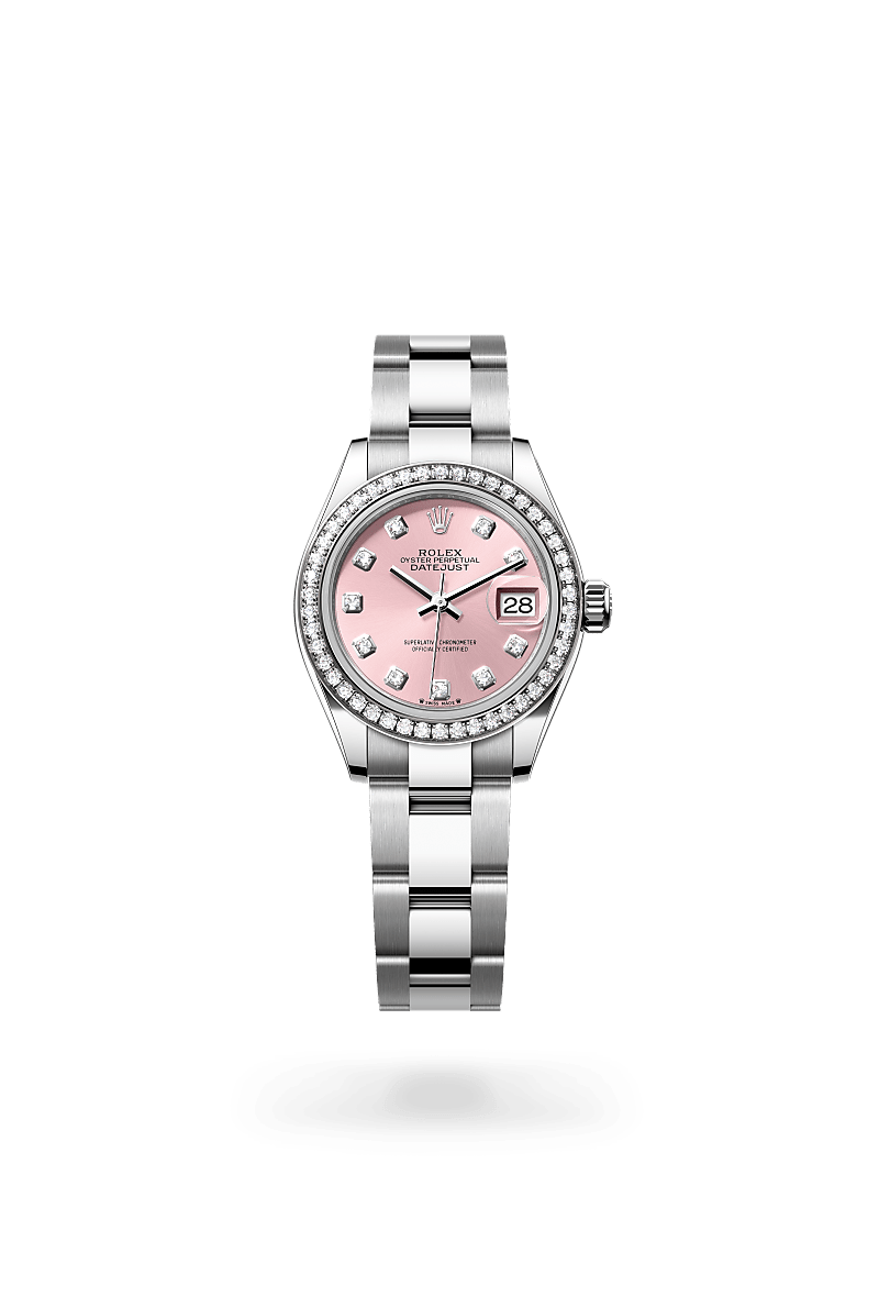 Oyster, 28 mm, Oystersteel, white gold and diamonds