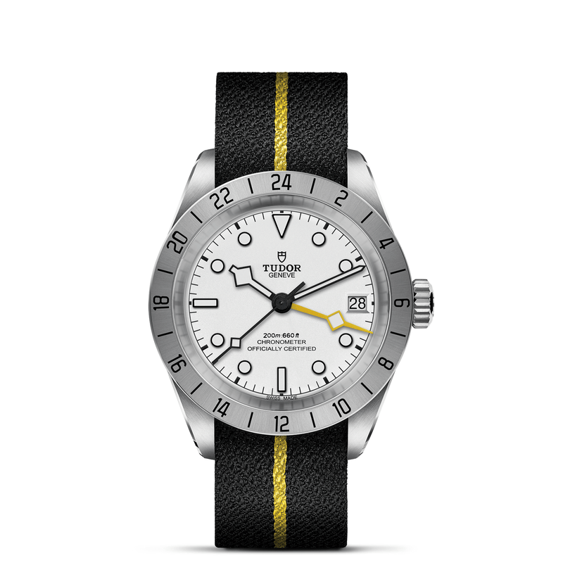 BLACK BAY PRO - 39mm steel case - Black fabric strap with yellow band