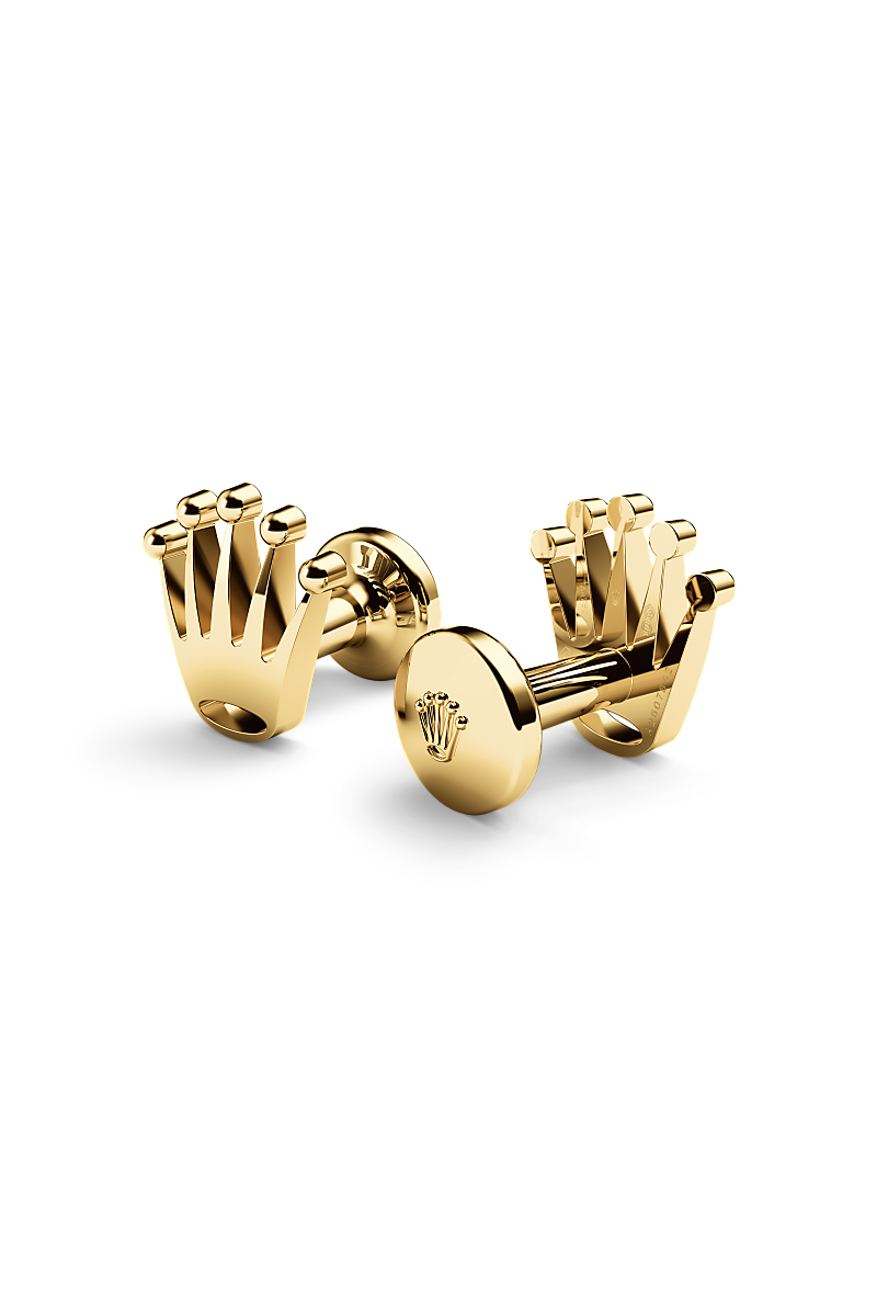 Rolex cufflinks made of 18 ct yellow gold and shaped in the form of the signature Rolex crown.