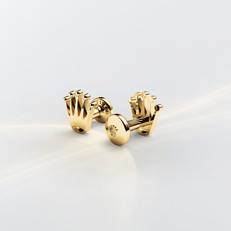 Rolex cufflinks made of 18 ct yellow gold and shaped in the form of the signature Rolex crown.