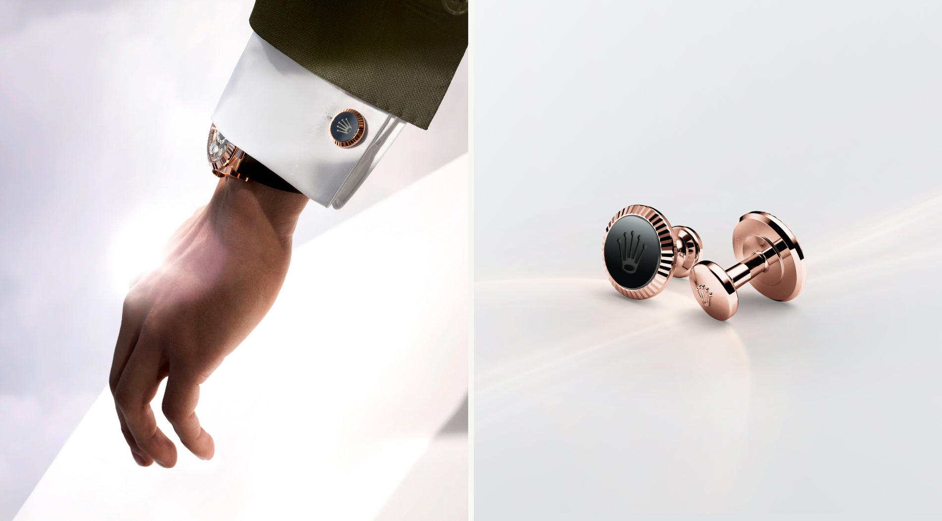 Rolex Cufflinks displayed